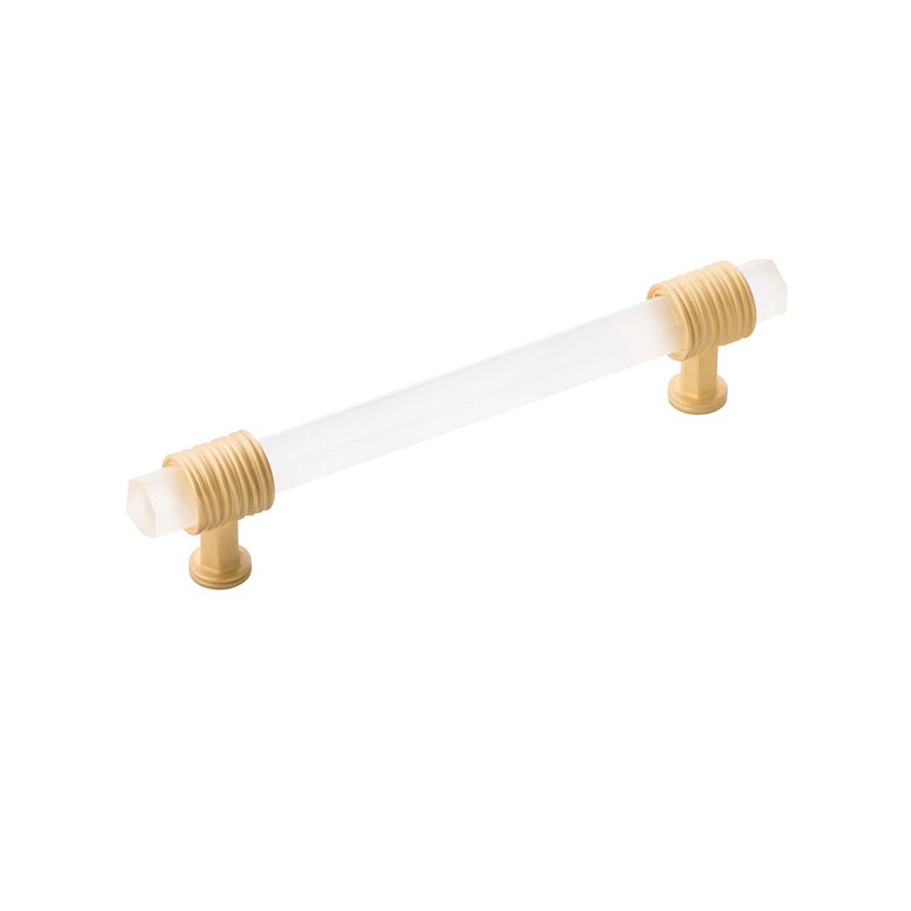 Belwith-Keeler B076307GF-BGB Chrysalis Collection Pull 5-1/16 Inch (128mm) Center to Center Brushed Golden Brass With Frosted Glass Finish