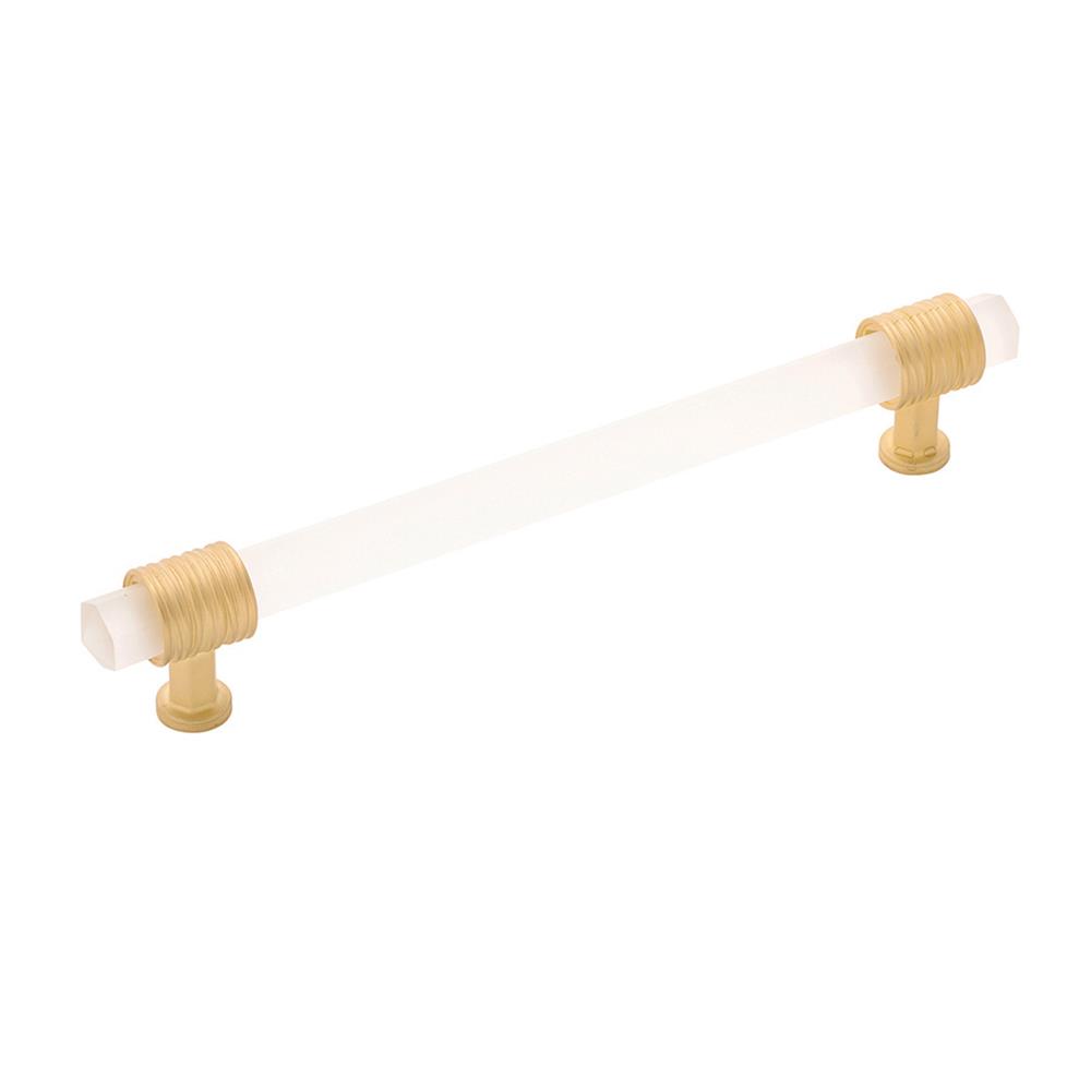 Belwith-Keeler B076308GF-BGB Chrysalis Collection Pull 6-5/16 Inch (160mm) Center to Center Brushed Golden Brass With Frosted Glass Finish