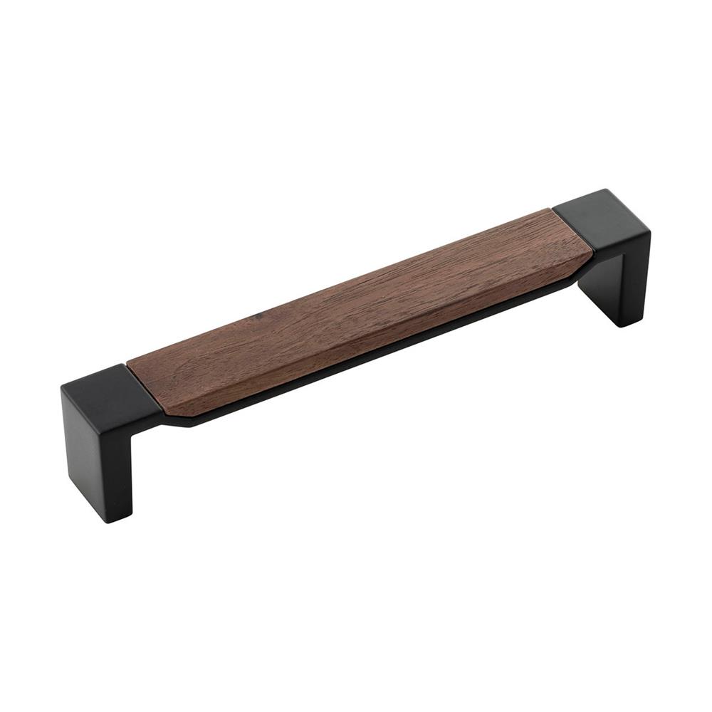 Belwith-Keeler B076710WN-MB Fuse Collection Pull 6-5/16 Inch (160mm) Center to Center Matte Black With Walnut Finish