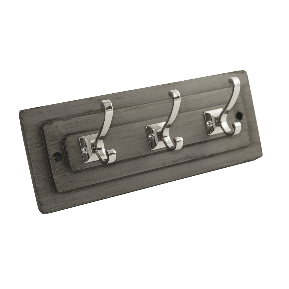 Hickory Hardware S058025-GGY14 Catania 12 Inch Long Hook Rail in Glazed Grey with Polished Nickel