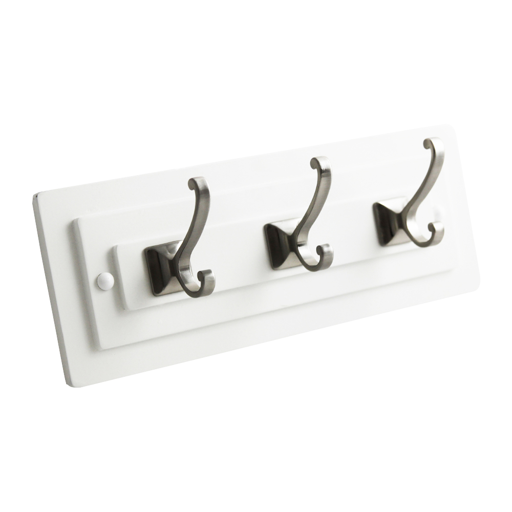 Hickory Hardware S058025-WSN Catania 12 Inch Long Hook Rail in White with Satin Nickel
