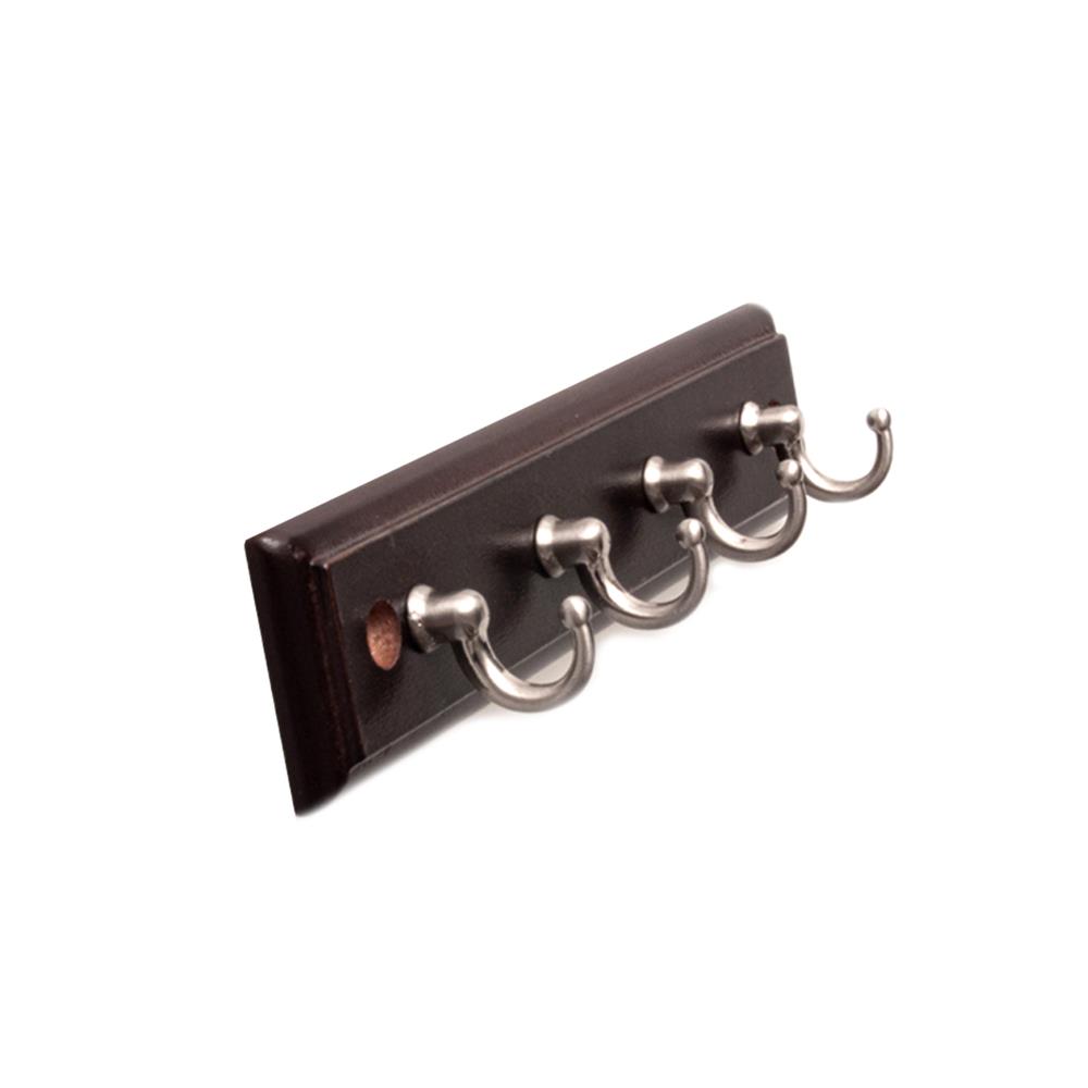 Hickory Hardware S058028-COSN Key Hook Rails 8 Inch Long Key Hook Rail in Cocoa Wood Grain with Satin Nickel