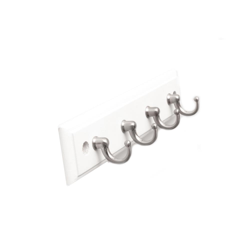 Hickory Hardware S058028-WSN Key Hook Rails 8 Inch Long Key Hook Rail in White with Satin Nickel