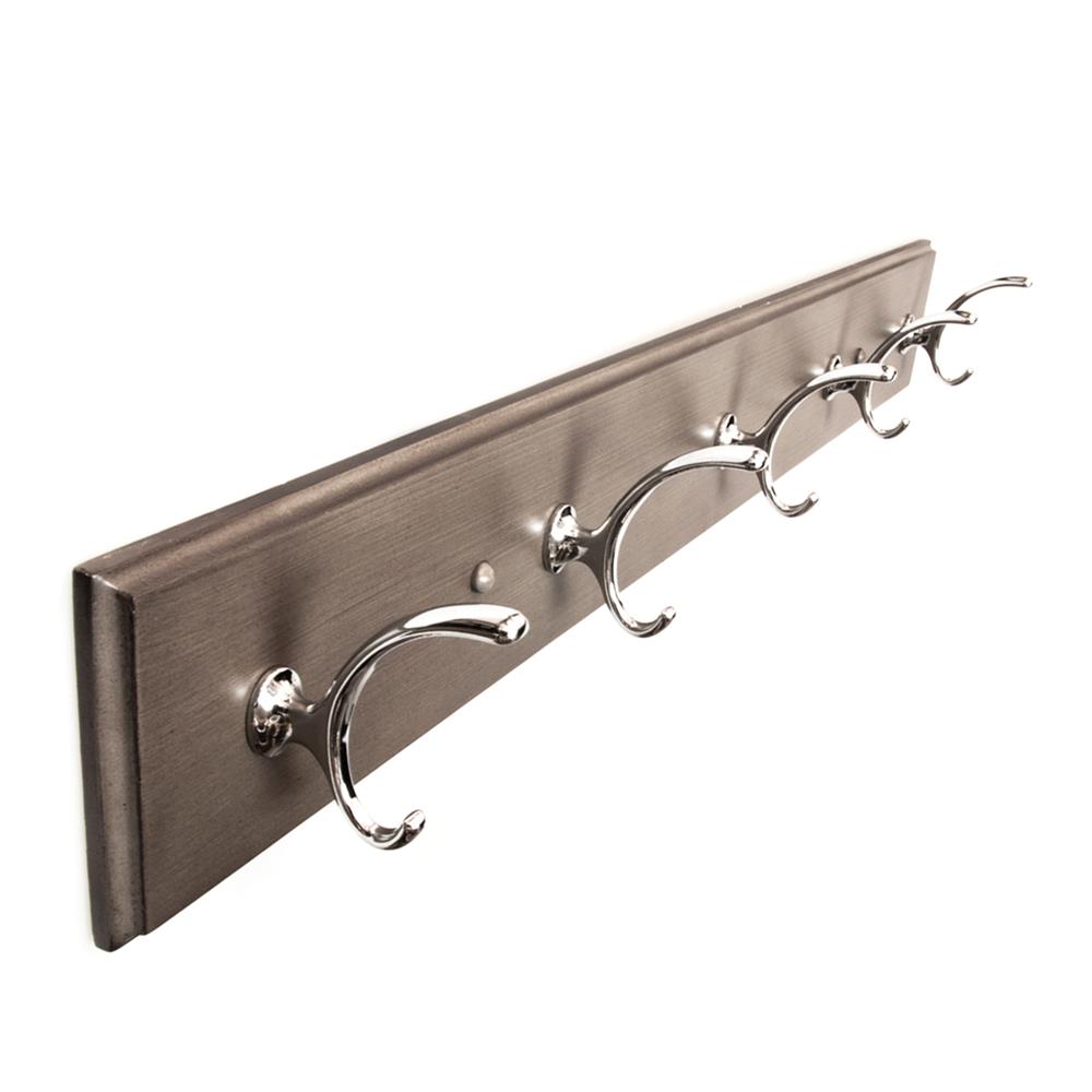 Hickory Hardware S077223-GGYCH Luna 28 Inch Long Hook Rail in Glazed Grey with Chrome