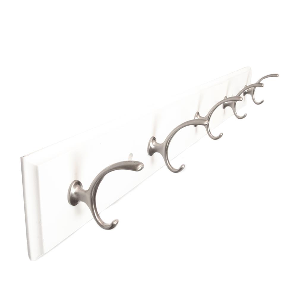 Hickory Hardware S077223-WSN Luna 28 Inch Long Hook Rail in White with Satin Nickel