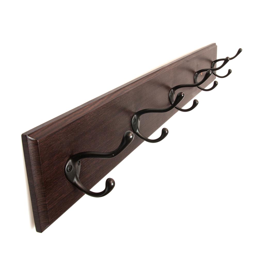 Hickory Hardware S077224-CO10B Universal 28 Inch Long Hook Rail in Cocoa Wood Grain with Oil-Rubbed Bronze