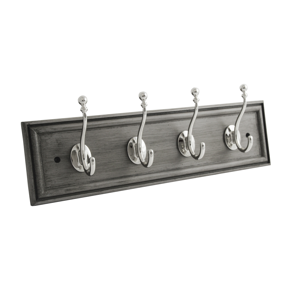 Hickory Hardware S077229-GGY14 Cottage 20 Inch Long Hook Rail in Glazed Grey with Polished Nickel