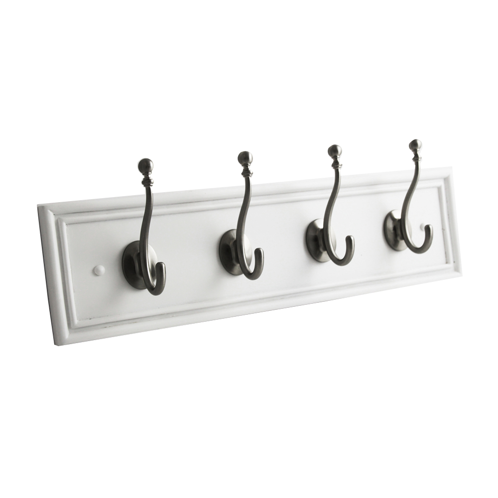 Hickory Hardware S077229-WSN Cottage 20 Inch Long Hook Rail in White with Satin Nickel
