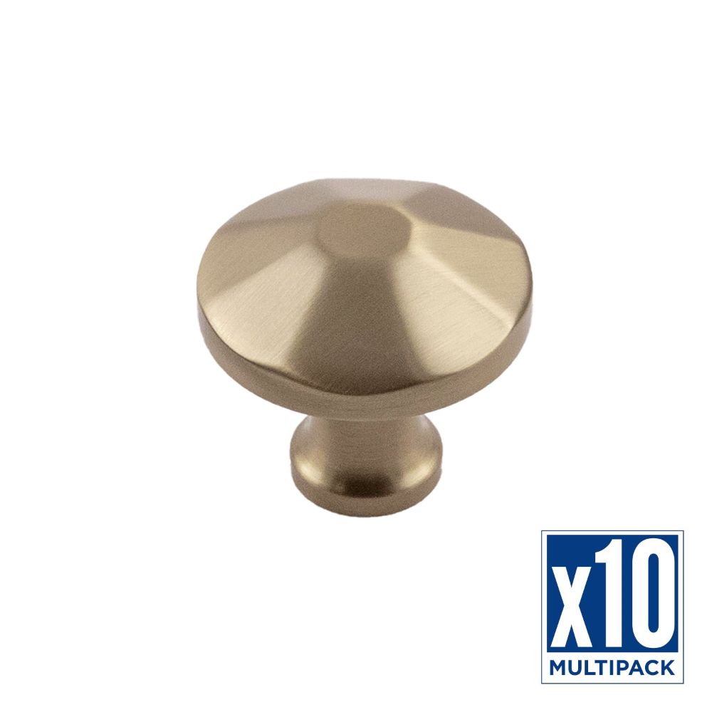 Belwith Keeler B053134-CBZ-10B Facette Knob, 1-3/8" Dia., 10 Pack in Champagne Bronze
