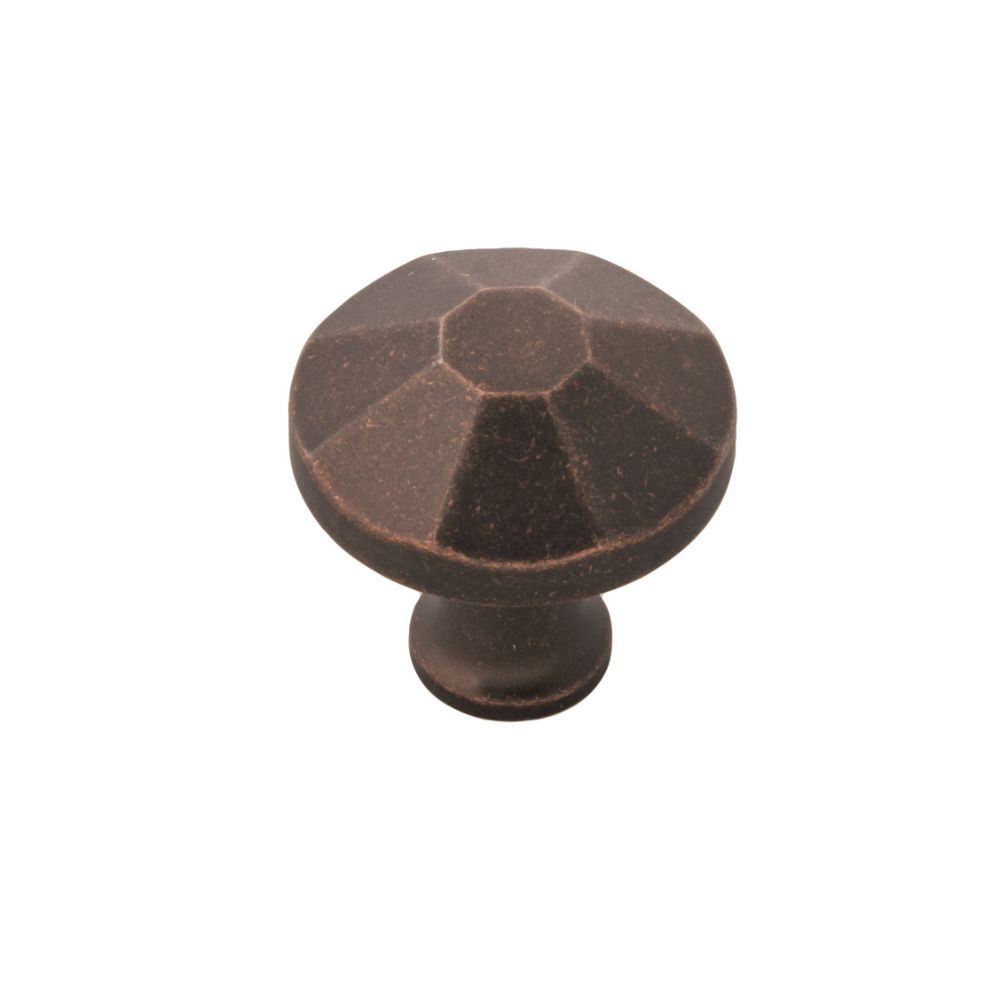 Belwith-Keeler B053134-DAC Facette Collection Knob 1-3/8 Inch Diameter Dark Antique Copper Finish