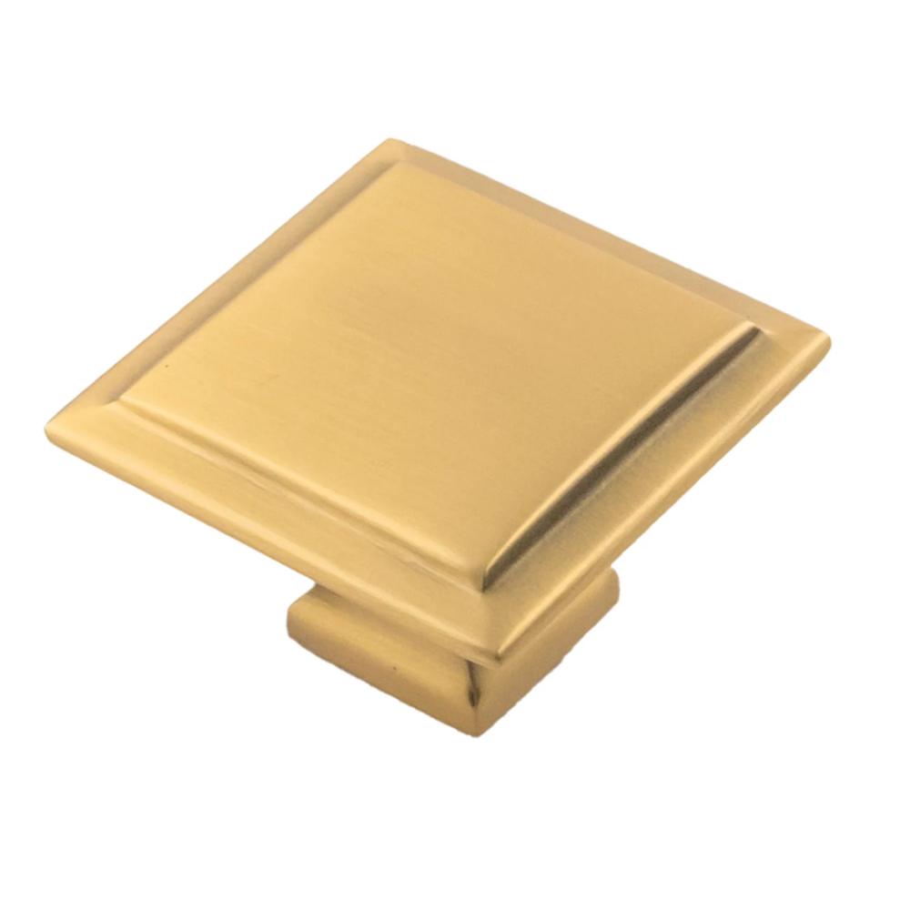 Belwith Keeler B055577-BGB Studio II Knob 1 1/2" Square in Brushed Golden Brass