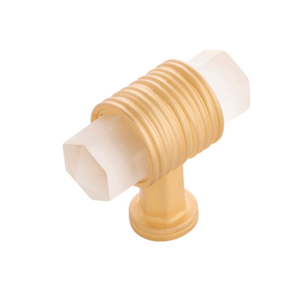 Belwith Keeler B076303GF-BGB-10B Chrysalis T Knob 1 7/8" x 3/4" 10 Pack in Brushed Golden Brass with Frosted Glass