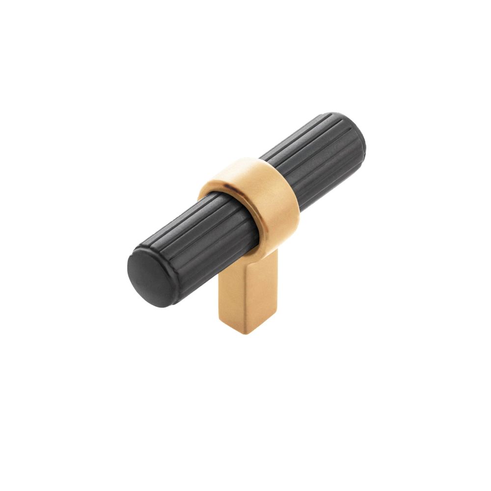 Belwith Keeler B076886-MBBGB Sinclaire T-Knob, 2-3/8" X 3/4" in Matte Black And Brushed Golden Brass