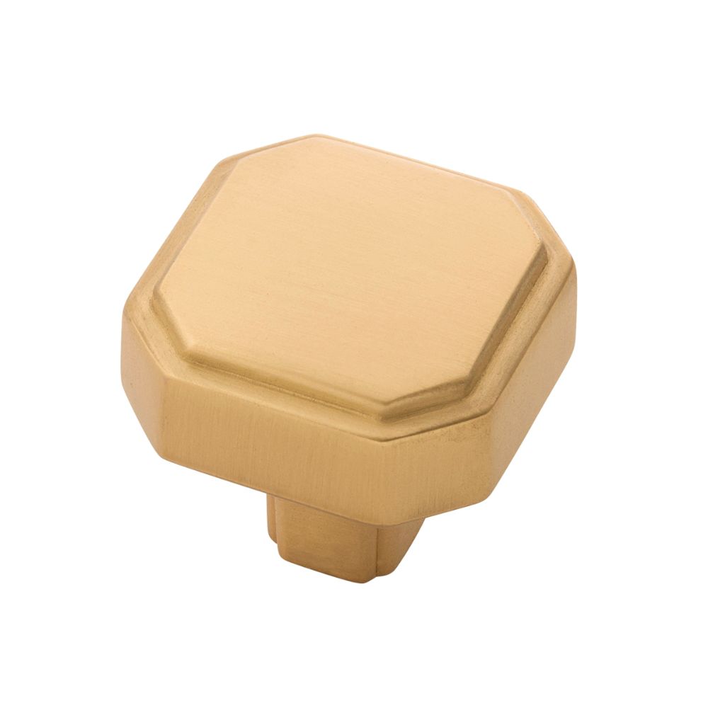 Belwith-Keeler B076895-BGB Monroe Collection Knob 1-5/16 Inch X 1-5/16 Inch Brushed Golden Brass Finish
