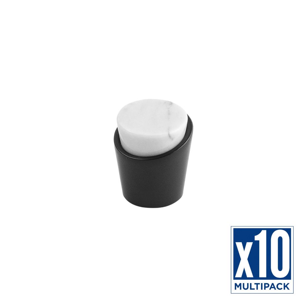 Belwith Keeler B077038MW-MB-10B Firenze Knob, 1-1/4" Dia., 10 Pack in White Marble With Matte Black