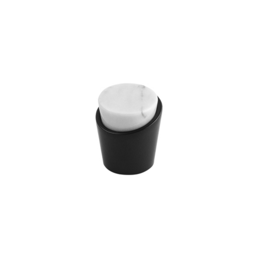 Belwith Keeler B077038MW-MB Firenze Knob 1 1/4" Diameter in White Marble with Matte Black