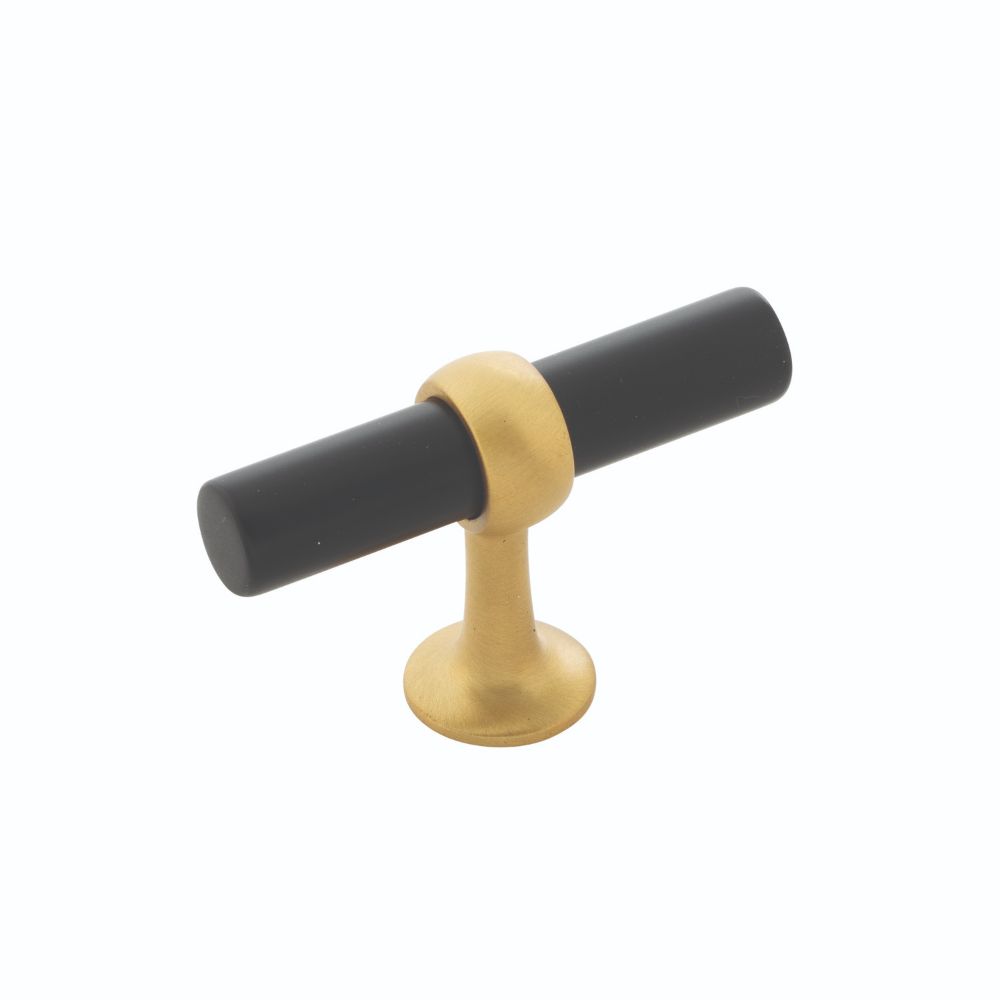 Belwith Keeler B077328-MBBGB Ostia T-knob, 2-1/2" X 13/16" in Matte Black And Brushed Golden Brass