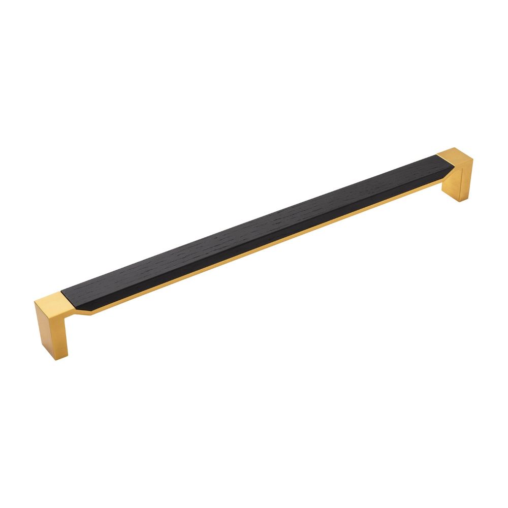 Belwith Keeler B079355WB-BGB-5B Fuse Appliance Pull, 18" C/C, 5 Pack in Brushed Golden Brass With Black Wood