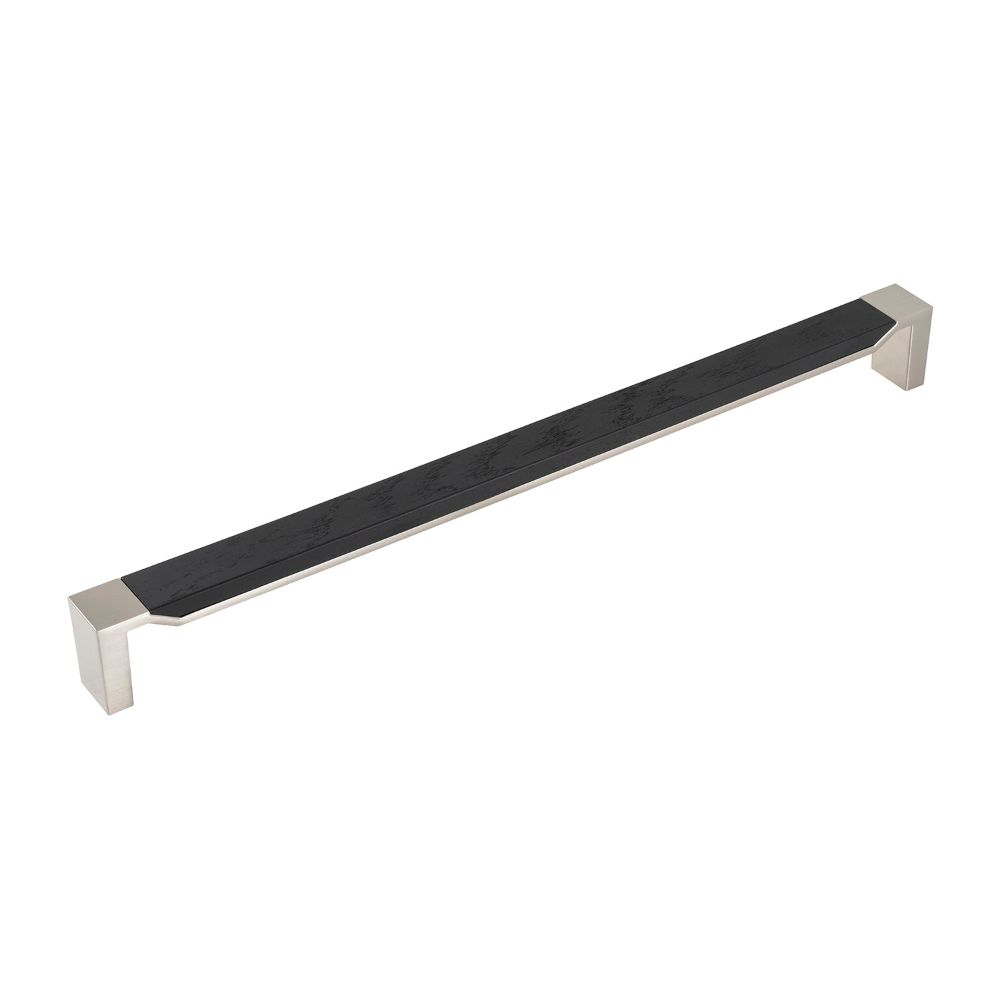 Belwith Keeler B079355WB-SN Fuse Appliance Pull, 18" C/C in Satin Nickel With Black Wood