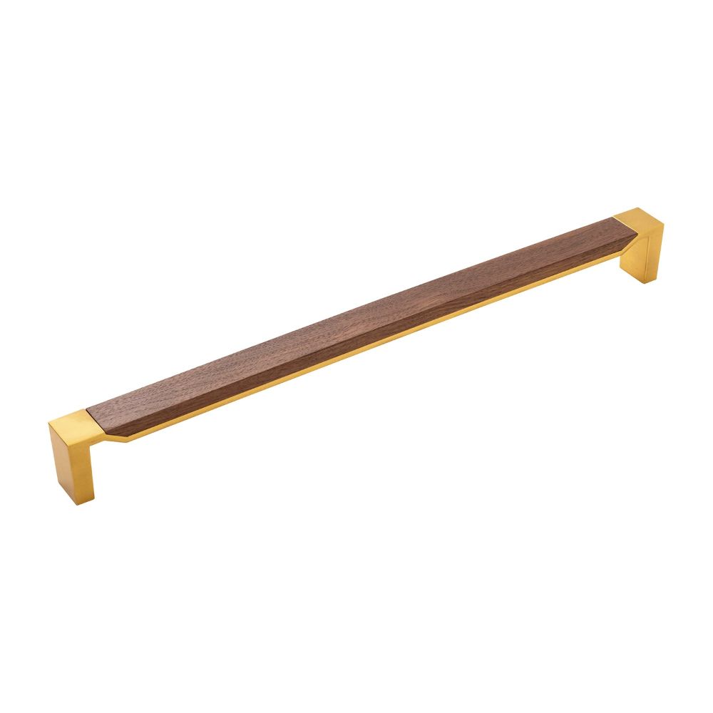 Belwith Keeler B079355WN-BGB-5B Fuse Appliance Pull, 18" C/C, 5 Pack in Brushed Golden Brass With Walnut
