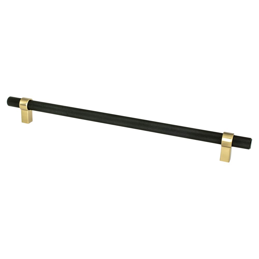 Berenson Hardware 5059-455MDB-P Radial Reign 12in. CC Matte Black Bar and Modern Brushed Gold Posts Appliance Pull