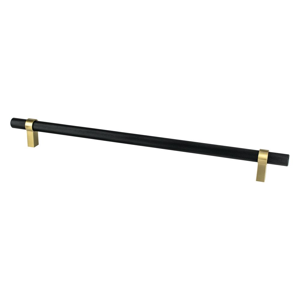 Berenson Hardware 5138-455MDB-P Radial Reign 18 inch CC Matte Black Bar and Modern Brushed Gold Posts Appliance Pull