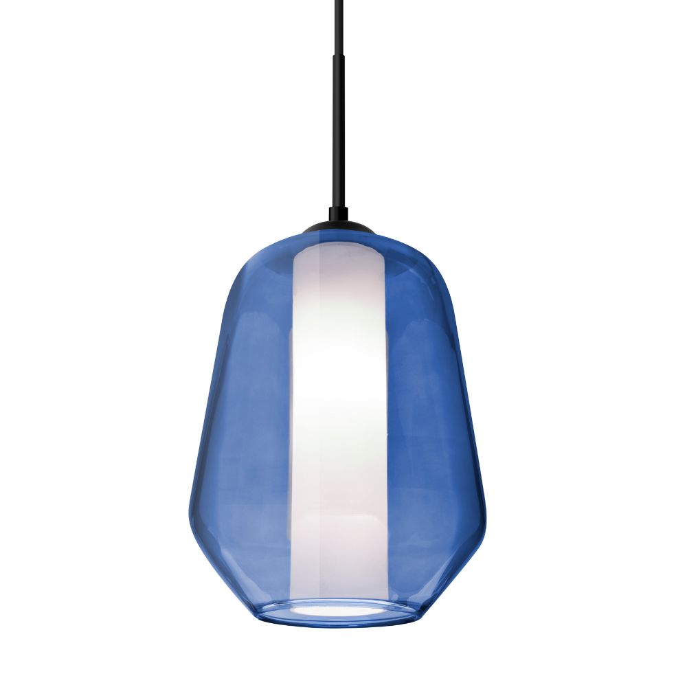 Besa Lighting 1JT-LINKBL-LED-BK Link Pendant Blue / Opal 1x9W LED in Black