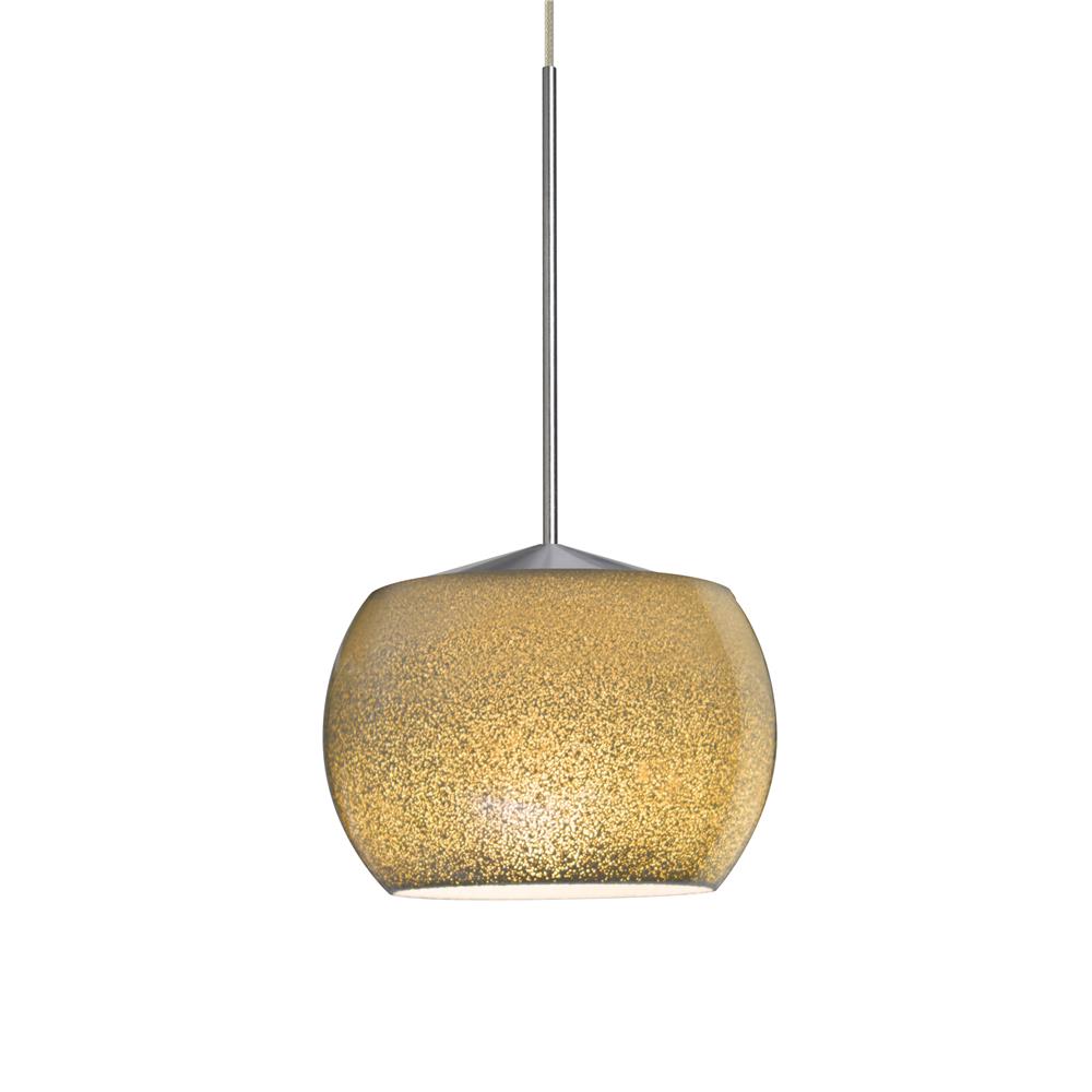 Besa Lighting 1XT-KENOGD-LED-BR Keno Cord Pendant in Bronze with Gold Sand Glass