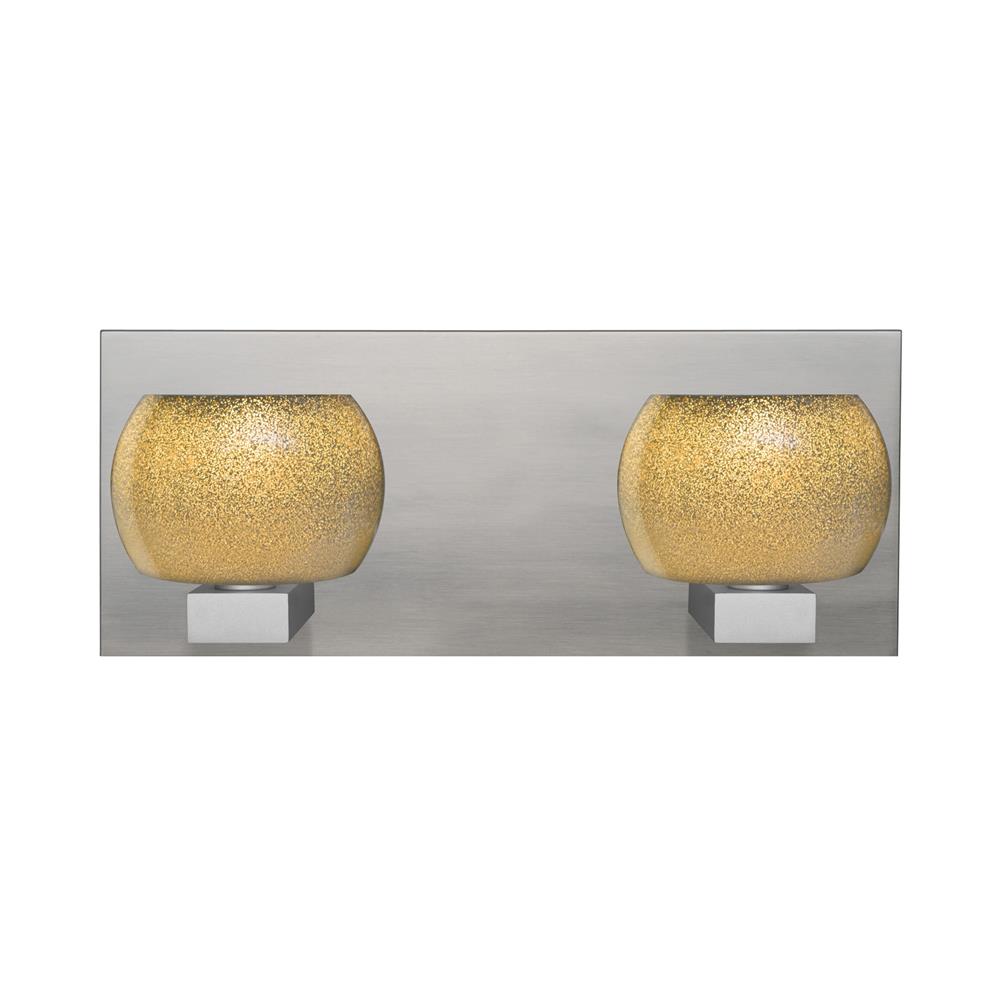 Besa Lighting 2WF-KENOGD-LED-SN Keno Vanity in Satin Nickel with  Gold Sand Glass