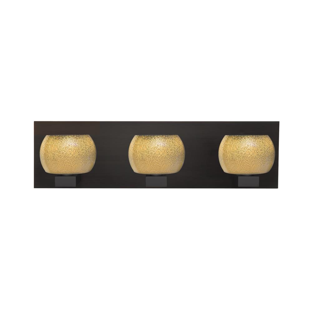 Besa Lighting 3WF-KENOGD-LED-BR Keno Vanity in Bronze with  Gold Sand Glass