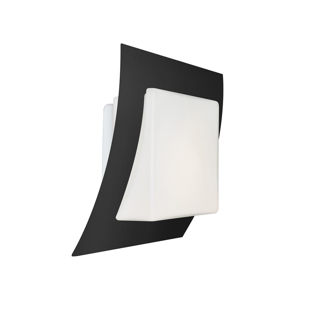 Besa Lighting AXIS10-LED-BK Axis 10 Sconce in Black with Opal/Black Glass