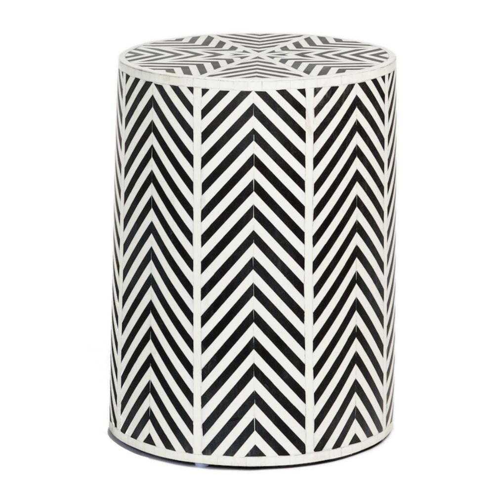 Bethel International 1001 Accent Furniture Side Table in Black and White