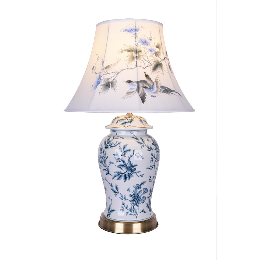 Bethel International FUM01T9B Table Lamp in Blue& White