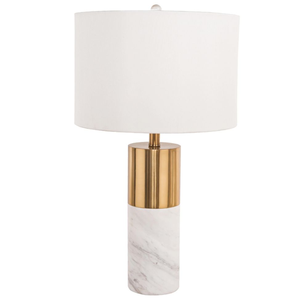 Bethel International MTL02PQ-GD Table Lamp in Gold & white