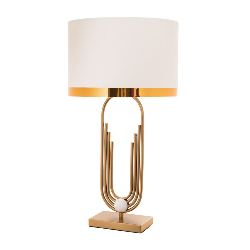 Bethel International MTL12PQ-GD Table Lamp in Gold & White