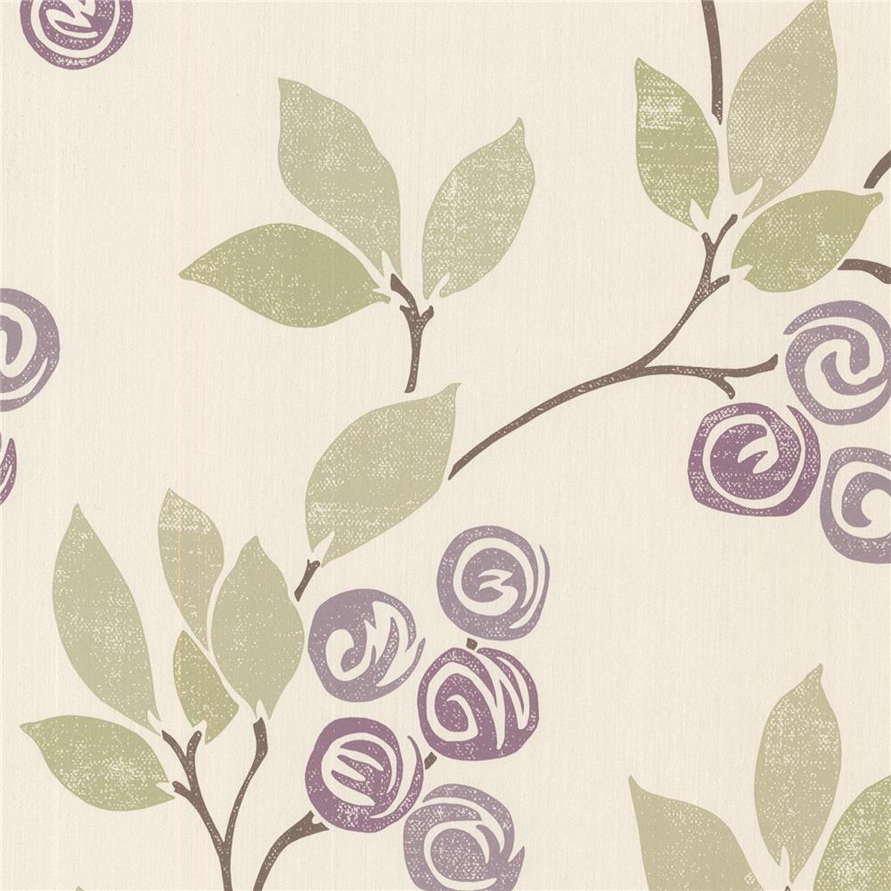 Brewster 2532-20410 Bath Bath Bath IV Geisha Violet Floral Trail Wallpaper in Violet