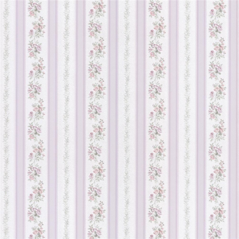 Brewster 2532-56030 Bath Bath Bath IV Merle Lavender Floral Stripe Wallpaper in Lavender