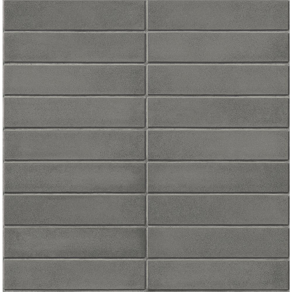 A-Street Prints by Brewster 2540-24025 Restored Midcentury Modern Dark Grey Brick Wallpaper
