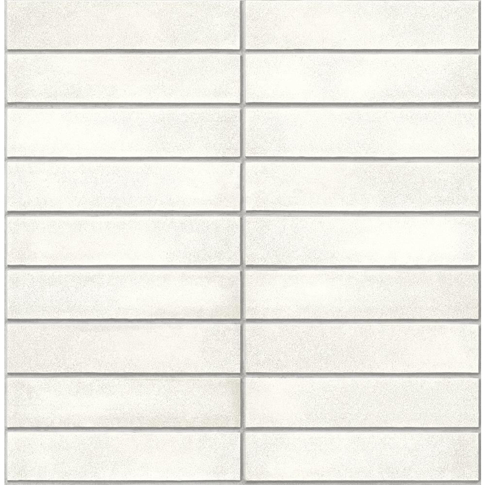 A-Street Prints by Brewster 2540-24026 Restored Midcentury Modern White Brick Wallpaper