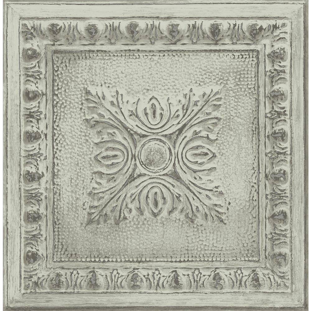 A-Street Prints by Brewster 2540-24033 Restored Ornamental Mint Tin Tile Wallpaper