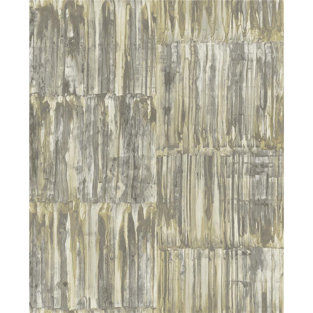 A-Street Prints by Brewster 2540-24065 Restored Patina Panels Yellow Metal Wallpaper