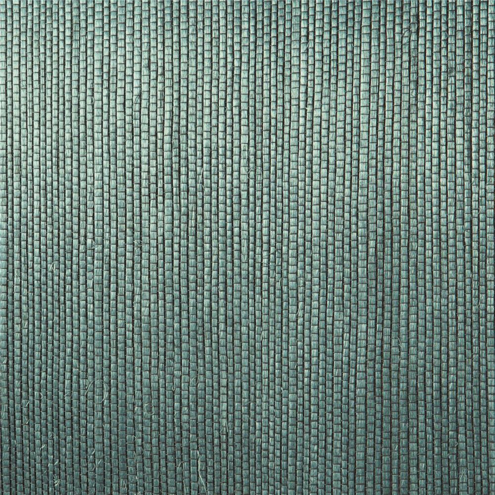 Kenneth James by Brewster 2622-54723 Thanos Teal Grasscloth Wallpaper