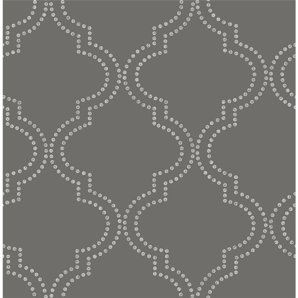 A-Street Prints by Brewster 2625-21801 Symetrie Tetra Charcoal Quatrefoil Wallpaper in Charcoal