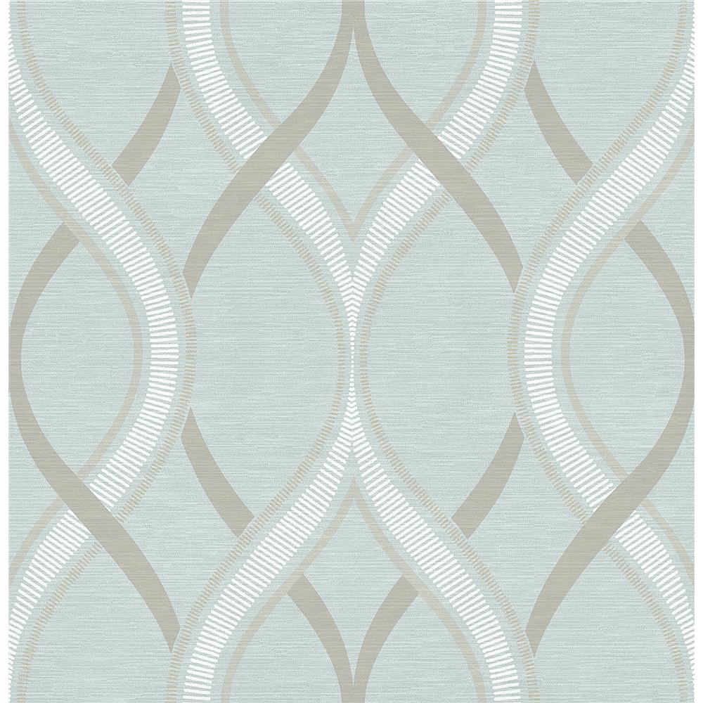 A-Street Prints by Brewster 2625-21851 Symetrie Frequency Turquoise Ogee Wallpaper in Turquoise