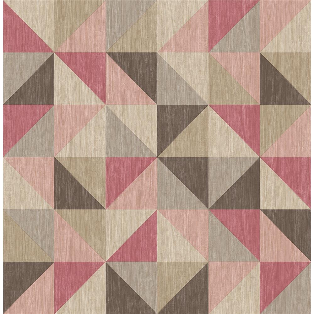 A-Street Prints by Brewster 2697-22622 Puzzle Pink Geometric Wallpaper