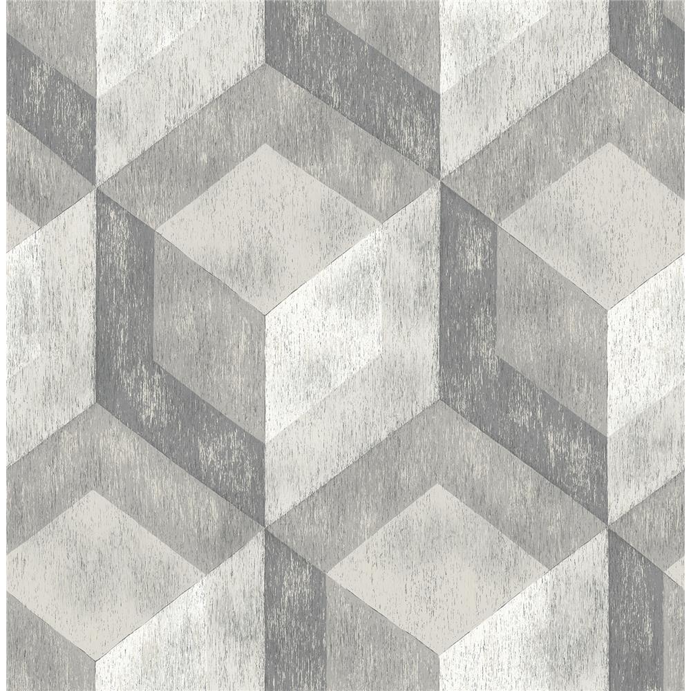 A - Street Prints by Brewster 2701-22306 Rustic Wood Tile Ash Geometric