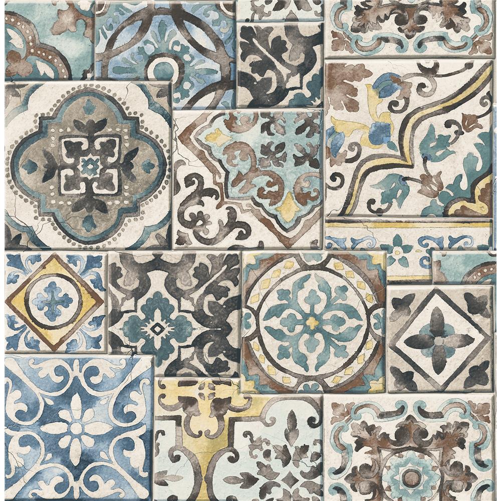 A - Street Prints by Brewster 2701-22315 Marrakesh Tiles Teal Mosaic