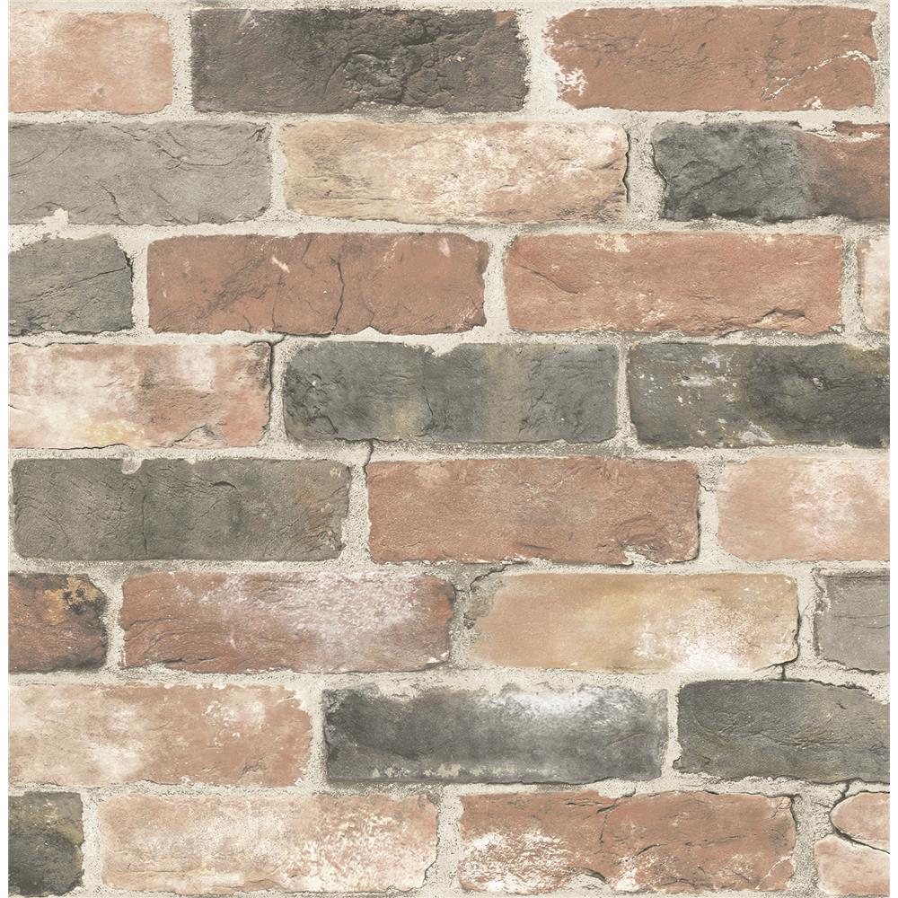 A - Street Prints by Brewster 2701-22320 Reclaimed Bricks Dusty Red Rustic