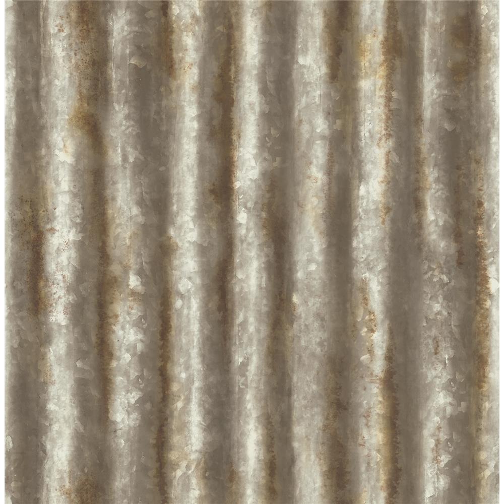 A - Street Prints by Brewster 2701-22334 Corrugated Metal Rust Industrial Texture