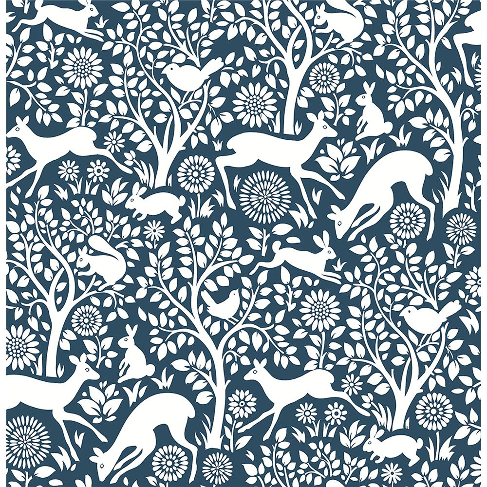 A-Street Prints by Brewster 2702-22730 Meadow Navy Animals Wallpaper